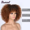 Sentetik peruklar kısa saç afro kinky bükülme siyah kadınlar için cosplay sarışın sentetik doğal ombre borwn peruklar Afrikalı glueless heatressistant 240328 240327