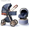 عربات# عربة أطفال حديثي الولادة 3 في 1 رويال فاخر عالية المناظر الطبيعية قابلة للطي kinderwagen pram carriage carriage travel travel carriage l240319