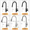 Kranar satin nickel enkel hål drar ut kök kran sprayhuvud jet krom/svart mixer tap866068 240319