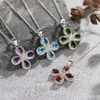 Silver Sterling Four Leaf Clover Necklace Inset Natural Garnet Topaz Diopside Gem High Grade Pendant Wholesale