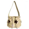 Totes E74B 2024 Crossbody Bag Canvas Star for Teen Large Capacity Book Vintage School Versatile Messenger