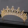 Diadèmes Vintage Couronne De Mariée Coiffe Couronne D'or Accessoires De Cheveux De Mariage Baroque Strass Fête Couronne De Cristal Couronne De Mariage De Mariée Y240319