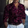 Męskie koszule na zwykłe koszule Lapel Spring i letnie długie rękaw hawajskie koszulka w rozmiarze plus 6xl