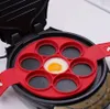 Многофункциональная силиконовая форма для колец яиц с антипригарным покрытием — идеально подходит для жареных яиц, блинов и сэндвичей на завтрак — 7 отверстий с ручкой