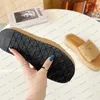 Espelho qualidade designer mulheres senhora deslizamento em ráfia crochê trança sandália chinelo slides mules sandália sapatos tamanho 35-40 com caixa