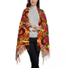 Scarves Mexican Flower Scarf Wrap Women Long Winter Warm Tassel Shawl Unisex Abstract Floral Texture