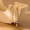 Boucles d'oreilles pendantes créatives pour femmes, Imitation de perles, goutte d'eau, à la mode, longues pampilles, bijoux, vente en gros, directe