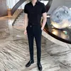 Camicie e camicette casual da uomo Camicia elegante da uomo Top da uomo Abbigliamento muscolare Tinta unita Business Nero Xxl Stile coreano Originale Summer Cool I S