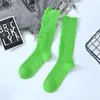 Women Socks Street Art Ripped Cotton Long Tube Hand Cut Knitted Women's Skateboard Fashion