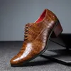 HBP Baba Olmayan Sıcak Satış Timsah Erkekler Resmi Deri Kahverengi Erkek Yüksek Topuk Loafers Moda Günlük Elbise Ayakkabıları Zapatos Hombre
