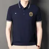 Camisa polo masculina de manga curta bordada verão solta casual lapela top camiseta Dj52 {categoria}