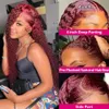 Fala wodna Burgundia 13x6 HD koronkowe frontalne ludzkie włosy dla kobiet w kolorze czerwonym 13x4 przezroczystą koronkową kręconą frontową perukę fali głębinowej