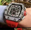 ميكانيكا رجالي فاخرة الساعات ريشا Wristwatch Bexei أفضل عشر علامات تجارية سويسرية مجوفة الكاملة تلقائيًا طاحونة ألياف الكربون الميكانيكية التلقائية التلقائية