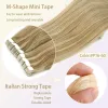 Extensions ZURIA 12/16/20/24'' Straight Mini Human Tape In Hair Extensions Invisible Skin Weft Adhesive Natural For Women Blonde Hairpiece