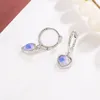 Boucles d'oreilles créoles en pierre de lune pour femmes, bijoux tendance, accessoires de fête, prévention des allergies, cadeau Eh2024