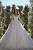 Vintage Saudi Arabia Dubai With Long Sleeves Glamorous Lace Appliqued Princess Wedding Dresses Church Bridal Gowns Plus Size Vestidos De Novia YD