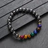 Strand Colorful Natural Stone Angst Relief Armband Women Men 7 Chakra Tiger Eye Lava Balance Yoga Meditation Gift