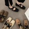 Flats Ballet Flats for Women Crosstied Elastic Band Flats Square Toe Slip On Shoes Faux Suede Sneakers Black Spring Herfst 1730n