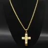 Big Cross Jesus 14k Yellow Gold Necklace for Men Women Hip Hop Male Long Chain Gift Jewerly