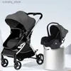 Barnvagnar# 2024 Ny 3in1 baby barnvagn baby vagn fällbar barnvagn baby bassinet puchair lyx multifunktionell baby barnvagn med bilstol l240319