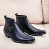 Stiefel 2022 Neue Herren Retro Cowboy Boots Lederschuhe Chelsea Stiefel spitze Zehen Männer Stiefel Reißverschluss männliche Knöchelstiefel Autumn Winterschuhe