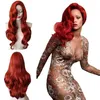 Synthetische pruiken Kanten pruiken Jessica Rabbit Golvend Lang Koper Rood haar Kleine Zeemeermin Prinses Ariel Hittebestendige Cosplay Kostuumpruik 240329