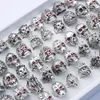 20 pçs/lote gótico crânio anéis para homens mulheres metal rock punk cristal totem dragão leão cabeça designer jóias acessórios anillos 240313