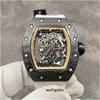 Richa Business Leisure Rm055 Fully Automatic Mechanical Mill Watch Carbon Fiber Case White Rubber Band Watch Male C7H4