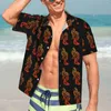 Camisas casuales para hombres Camisa hawaiana tribal roja Hombre Playa Animal salvaje Estampado de manga corta Ropa de calle Blusas sueltas de gran tamaño personalizadas