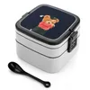 Servis söt Bear Glofing-AdoVoble Bento Box School Kids Office Worker 2layers Storage Teddy Baron