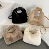 Borse con coulisse in peluche da donna in pelliccia sintetica con manico increspato Borsa a tracolla con tracolla a spalla piccola da donna Borsa casual a mezzaluna Hobos Borse invernali per