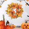 Decorative Flowers Mini Fall Candle Wreaths Rings Artificial Pumpkin Thanksgiving Holder