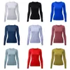 Lu Yoga-Kleidung, Damen, langärmelig, Sport-Yoga-1.0-T-Shirt, schnell trocknend, Rundhalsausschnitt, Yoga, Laufen, Fitness-Tops, schweißableitende Strumpfhosen