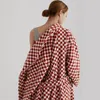 Pillow Soft And Comfortable Retro Checkerboard Plaid Bathrobe Women Cotton Robe Homewear Sauna Microfiber Spa Top Bathrobes Set