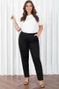 Women's Pants Basic Black Women Plus Size Casual Pocket Elastic High Waisted Cropped Pencil Pant Office Lady Trousers Leggings Female