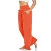 Pantalones activos para mujer, sueltos, de Yoga, con bolsillos, cintura alta, pierna ancha, cómodos, informales, pantalones deportivos para bailar y gimnasio