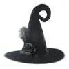 Décoration de fête Femmes Hommes Noir Rose Plume Sorcière Chapeaux Assistant Chapeau Cap Costume Accessoire Cosplay Décor Mascarade Halloween Noël