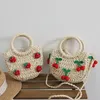 cute cherry small fresh straw bag hand-woven strawberry messenger bag 240307