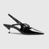 Sandales Taille 34-40 Cuir Verni Bout Pointu 5.2cm Talon Haut Femmes Argent Été Noir Chaussures De Travail Professionnel