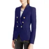 Ternos femininos Blazers High Street Est Fashion Designer Jaqueta Leão Botões Duplo Breasted Slim Fit Tweed Houndstooth Blazer 230325