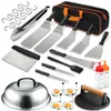 Piastra da 30, Accessori Flat Top Blackstone e Camp Chef, Set di spatole per griglia con spatole allargate, Coperchio per imbastitura, Raschietto per barbecue all'aperto