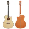 Guitarra clássica de corda de nylon, guitarra clássica de madeira de abeto laminada de 40 polegadas, cor preta, 6 cordas com cabeça clássica