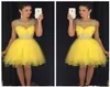 Sheer Short Prom Dresses Lace Appliques Beading Rhinestone Tulle Formal Vestidos De Bridesmaid Homecoming Party Gowns Sleeveless V7616929