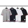Herren-T-Shirts, hochwertige AAA-Baumwolle, reinbraun, Loopback-Jersey, gestrickt, für den Sommer, gestreift, Sweatshirt, Rundhalsausschnitt, Pullover D1