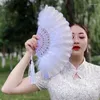 Decorative Figurines Creative Feather Folding Fan Sweet Fairy Girl Court Dance Hand With Pendant Gift Wedding Party Decoration