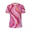 T-shirts voor heren Marmeren print sportkleding T-shirt zomer roze vloeistof geweldige mode-t-shirt voor paar aangepaste kleding plus maat