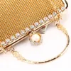 Totes 2024 Luxury Full Gold Silver Rhinestone Phone Bag Handmade Women Mini Crystal Hobos BridEMaid Party Evening Shoulder