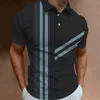 Дизайнерская мужская рубашка-поло с короткими рукавами и цифровым принтом с короткими рукавами и полосатым верхом {категория}