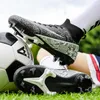 HBP небрендовые детские футбольные бутсы с высокими берцами и длинными шипами для мальчиков, уличная тренировочная обувь с принтом, школьные футбольные бутсы со сломанными ногтями для мужчин и женщин