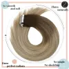 VeSunny Tape-in-Haarverlängerungen, echtes menschliches Haar, blonder Hautschuss, nahtlos, maschineller Remy-Braun, zum Kleben auf das Haar, 50 g, seidiger Gloden